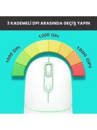 Lenovo Lecoo WS210 Bluetooth & 2.4G WiFi Kablosuz Şarjlı MOUSE BEYAZ - 3
